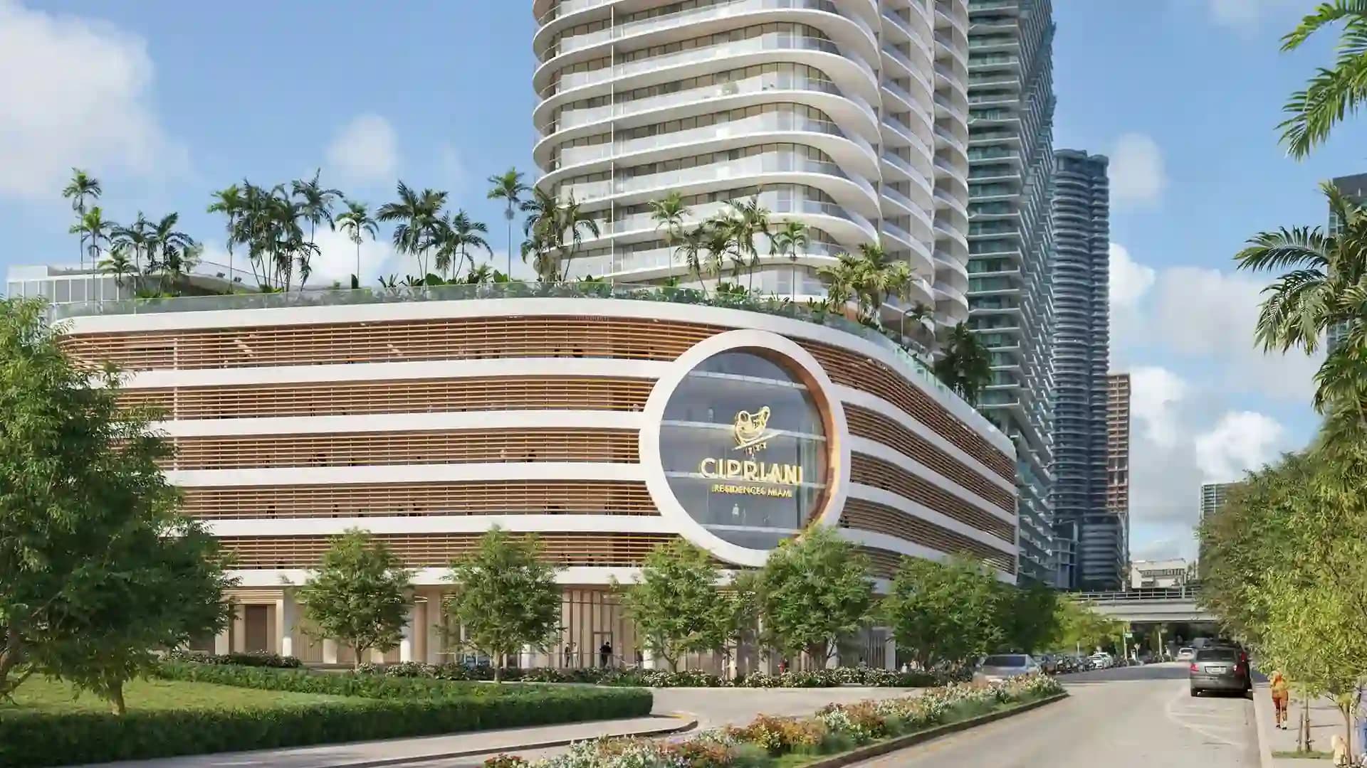 Exterior view of Cipriani Residences Brickell, a luxury development in Miami, FL