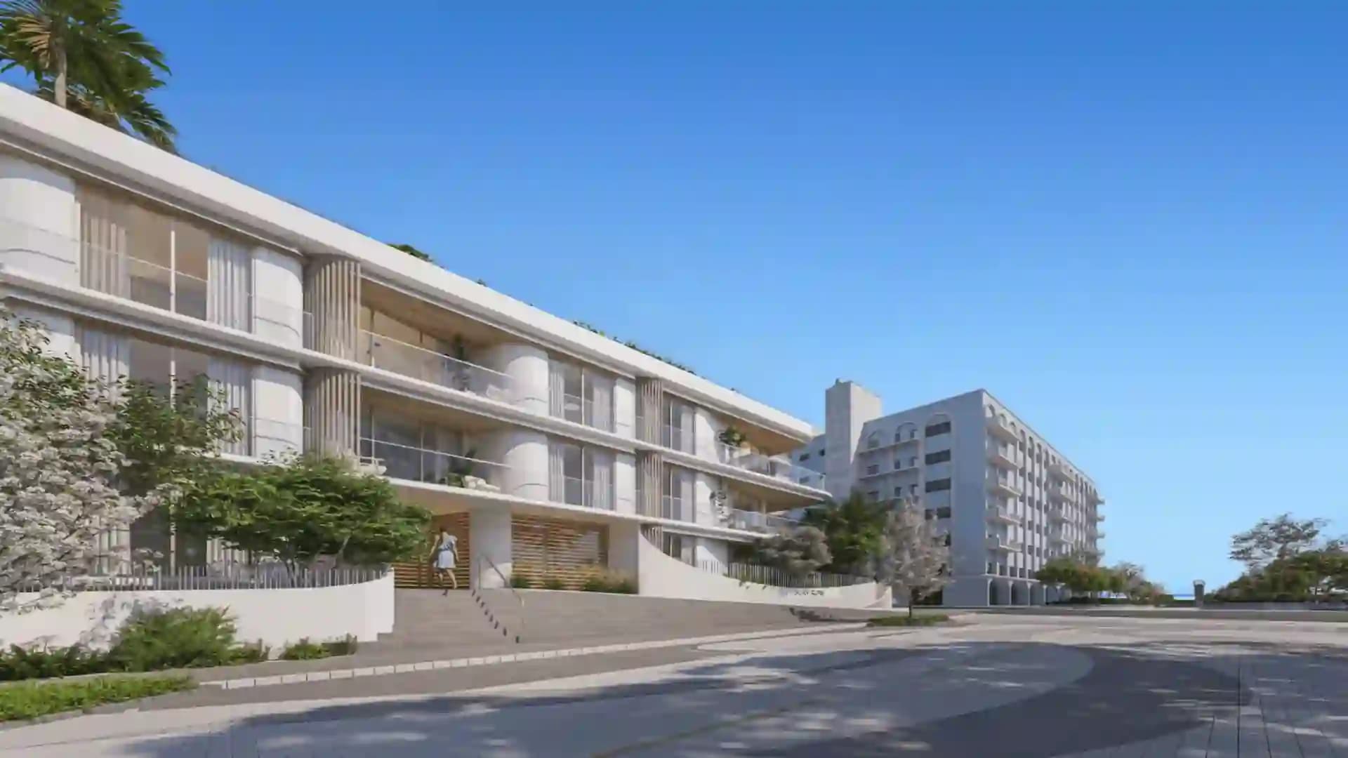 Exterior view of Surf Row Residences, a luxury development in Surfside