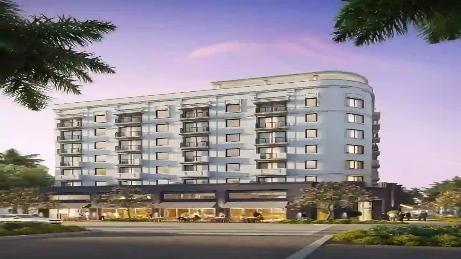 Exterior view of The Avenue, a luxury development in Coral Gables, FL